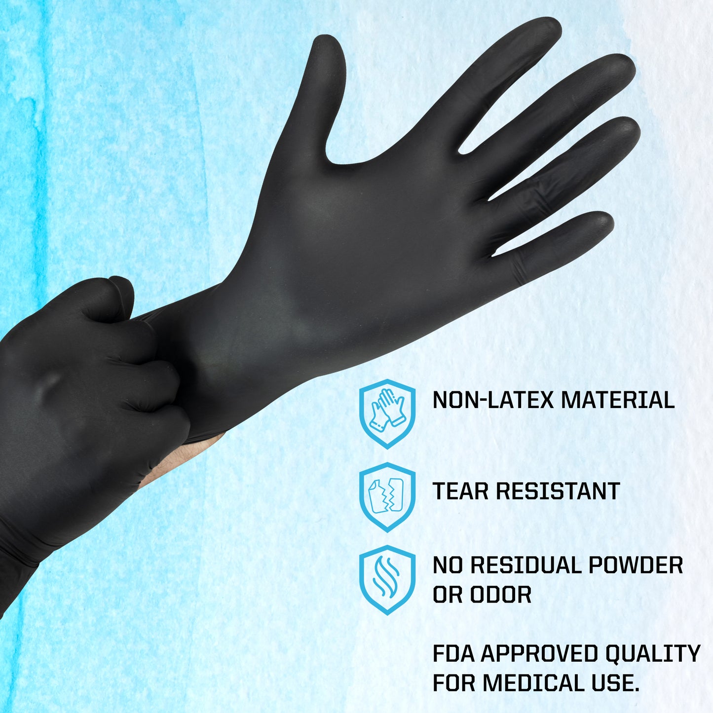 Black Nitrile Gloves by Pyrsiva Medical